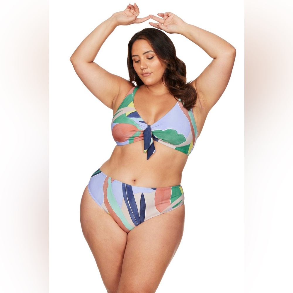 Artesands La’Vana Chagall Underwire Bikini Top Blue Green Abstract Size 20 NWT